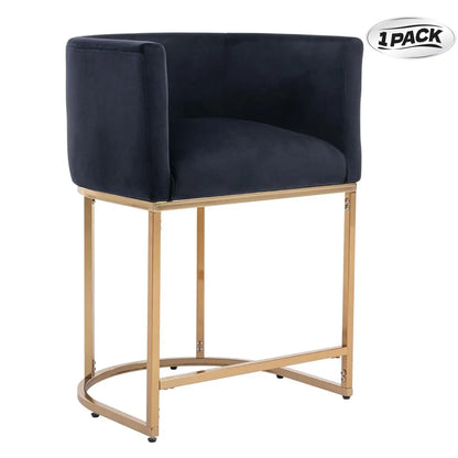 CHAIRUS 24" Counter Height Bar Stools, Modern Barrel Counter Stools with Backrest and Arms, Linen Fabric Bar Chairs with Black Metal Frames and Footrest,Upholstered Accent Bar Stools for Kitchen Island, Dining Room,Cream