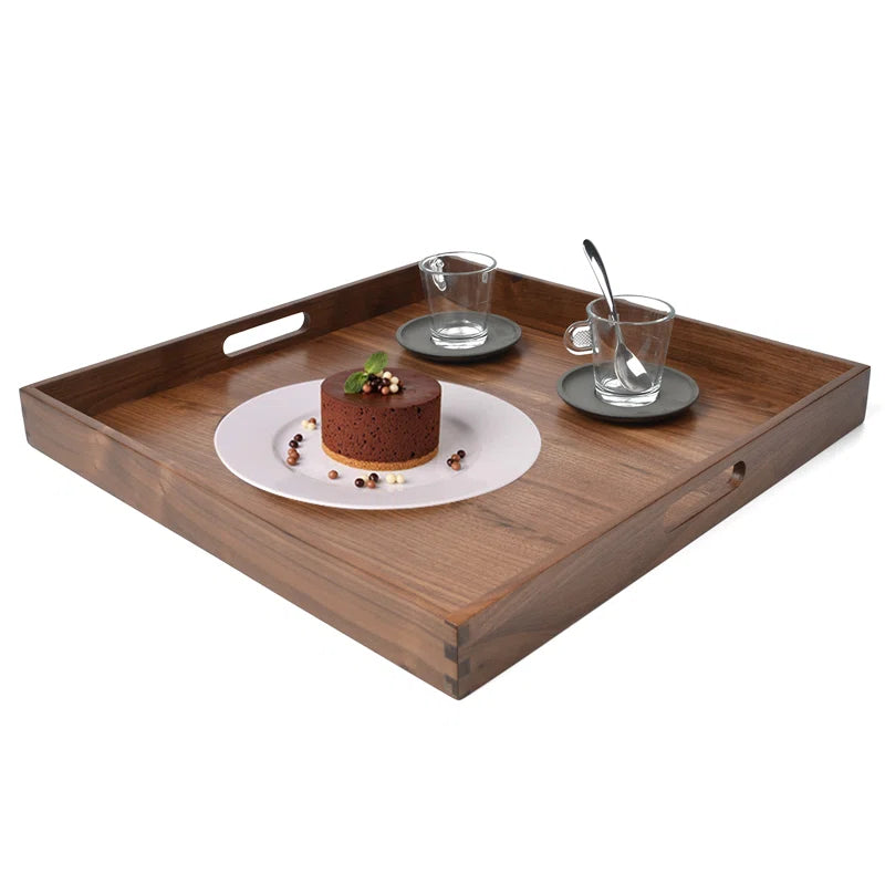 Elegant Black Walnut Solid Wood Serving Tray - Perfect for Ottomans!