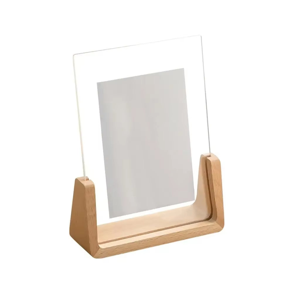 Elegant Walnut & Beech U-Shaped Acrylic Photo Frame - Perfect for Wedding Memories & Office Decor
