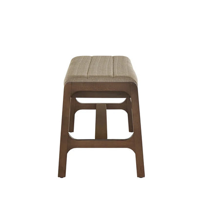 Skovde Modern Scandinavian Wood Finish Bench - Beige Fabric, Walnut Veneer