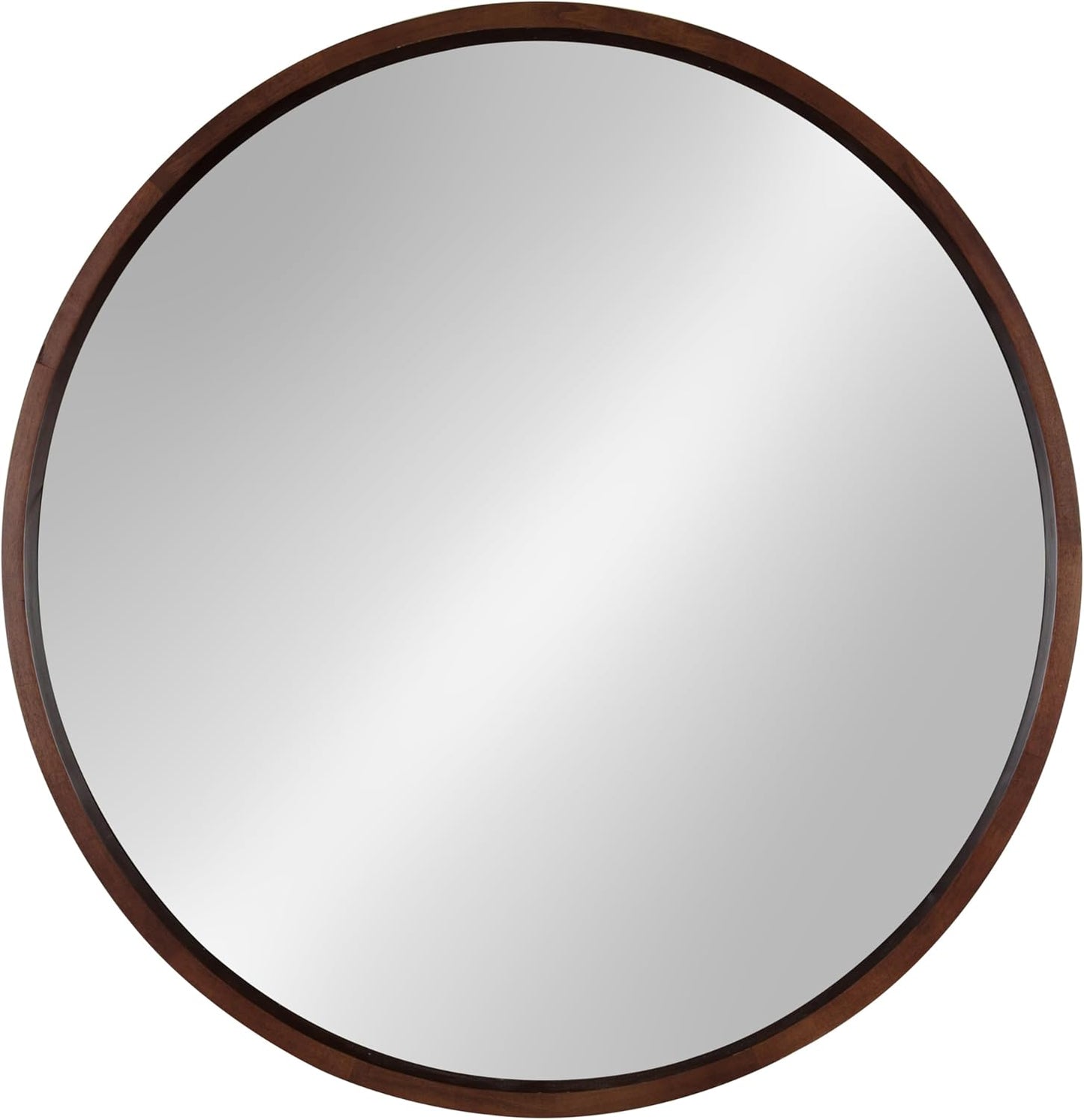 Elegant 30-Inch Hutton Round Walnut Decorative Wall Mirror - Perfect for Any Space