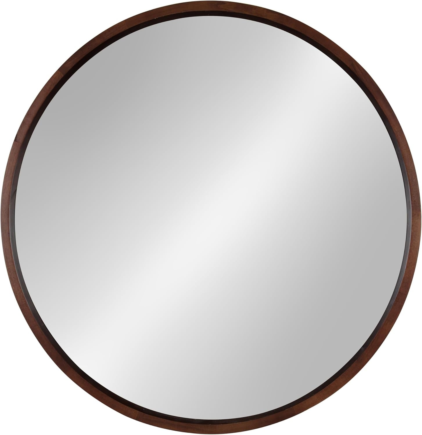 Elegant 30-Inch Hutton Round Walnut Decorative Wall Mirror - Perfect for Any Space
