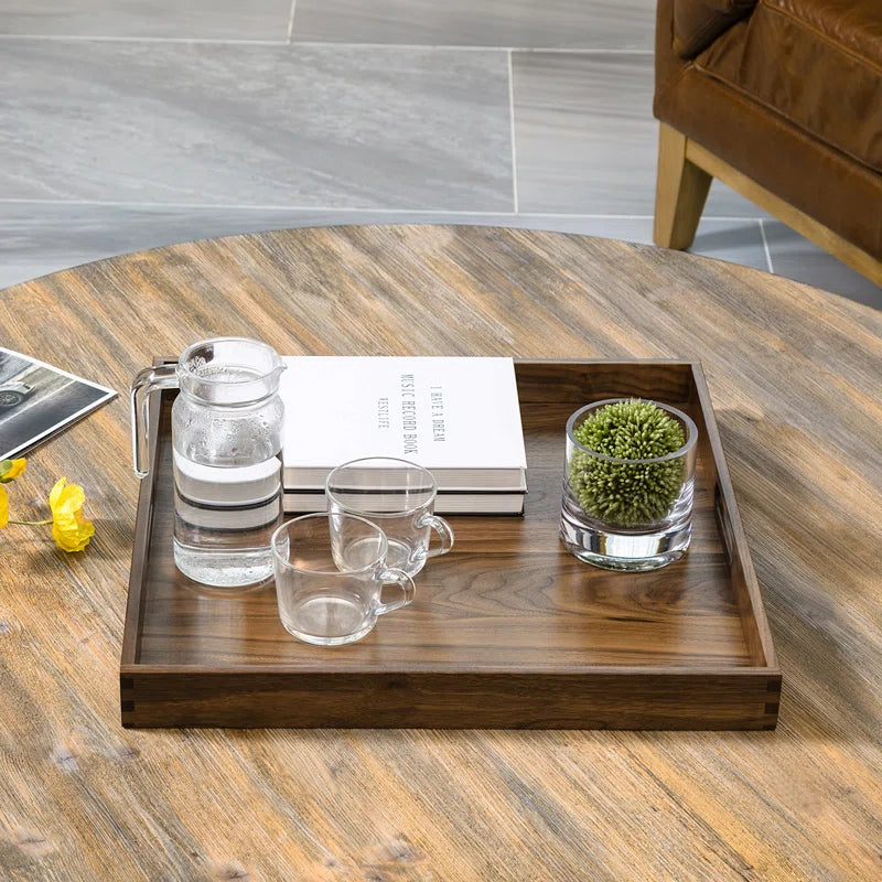 Elegant Black Walnut Solid Wood Serving Tray - Perfect for Ottomans!