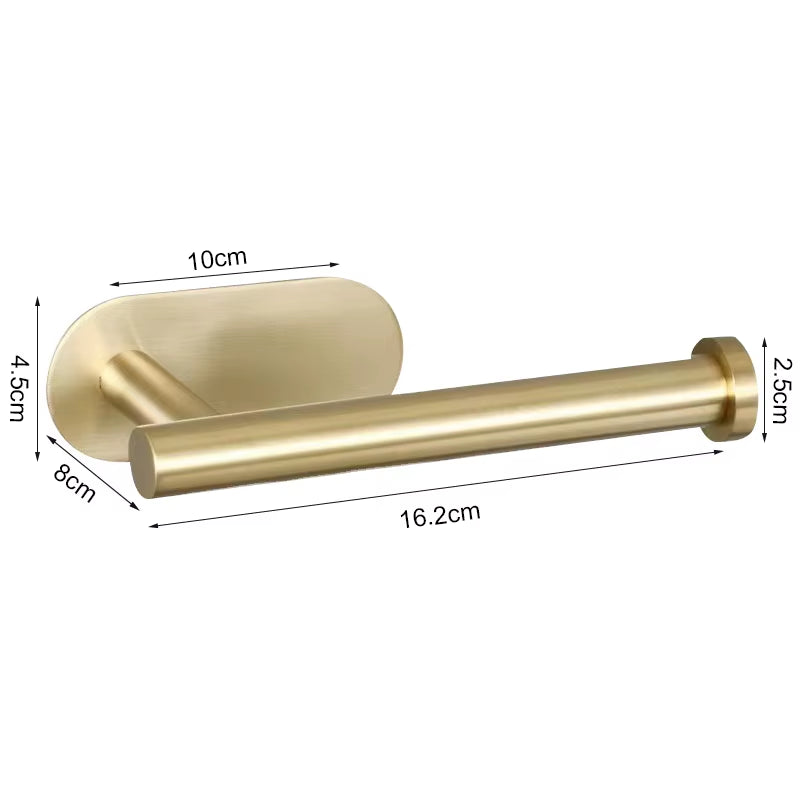 Toilet Paper Holder Easy-Install Bathroom Kitchen Paper Roll Holder No Punching Wall Mount Stainless Steel Toilet Paper Holder