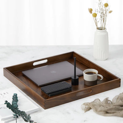 Elegant Black Walnut Solid Wood Serving Tray - Perfect for Ottomans!