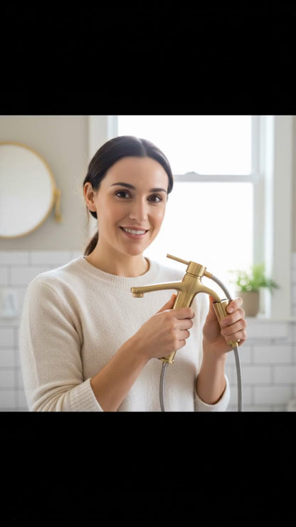 Modern Brass Bathroom Sink Faucet with Pull-Out Sprayer